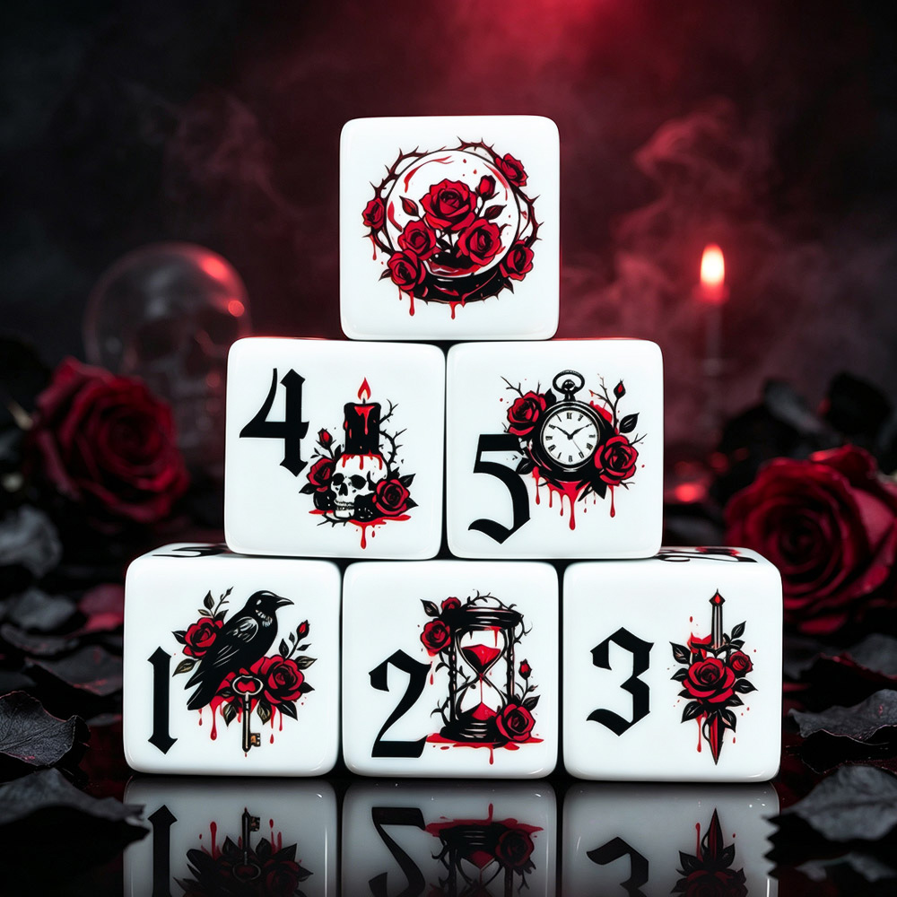12Pcs Gothic Rose 16MM Printed - Board Game Dnd ulasan dan harga