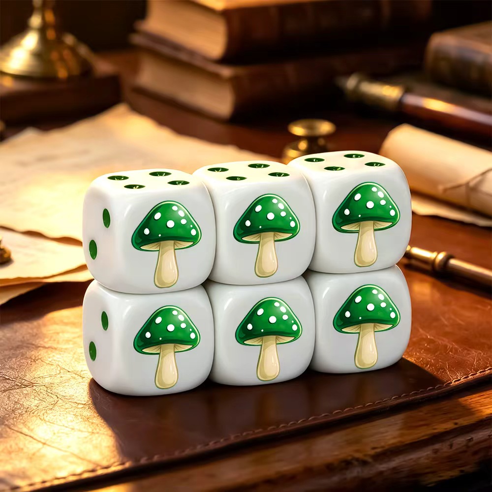 6Pcs Cute Green Mushroom D6 Di - Board Game Dnd ulasan dan harga
