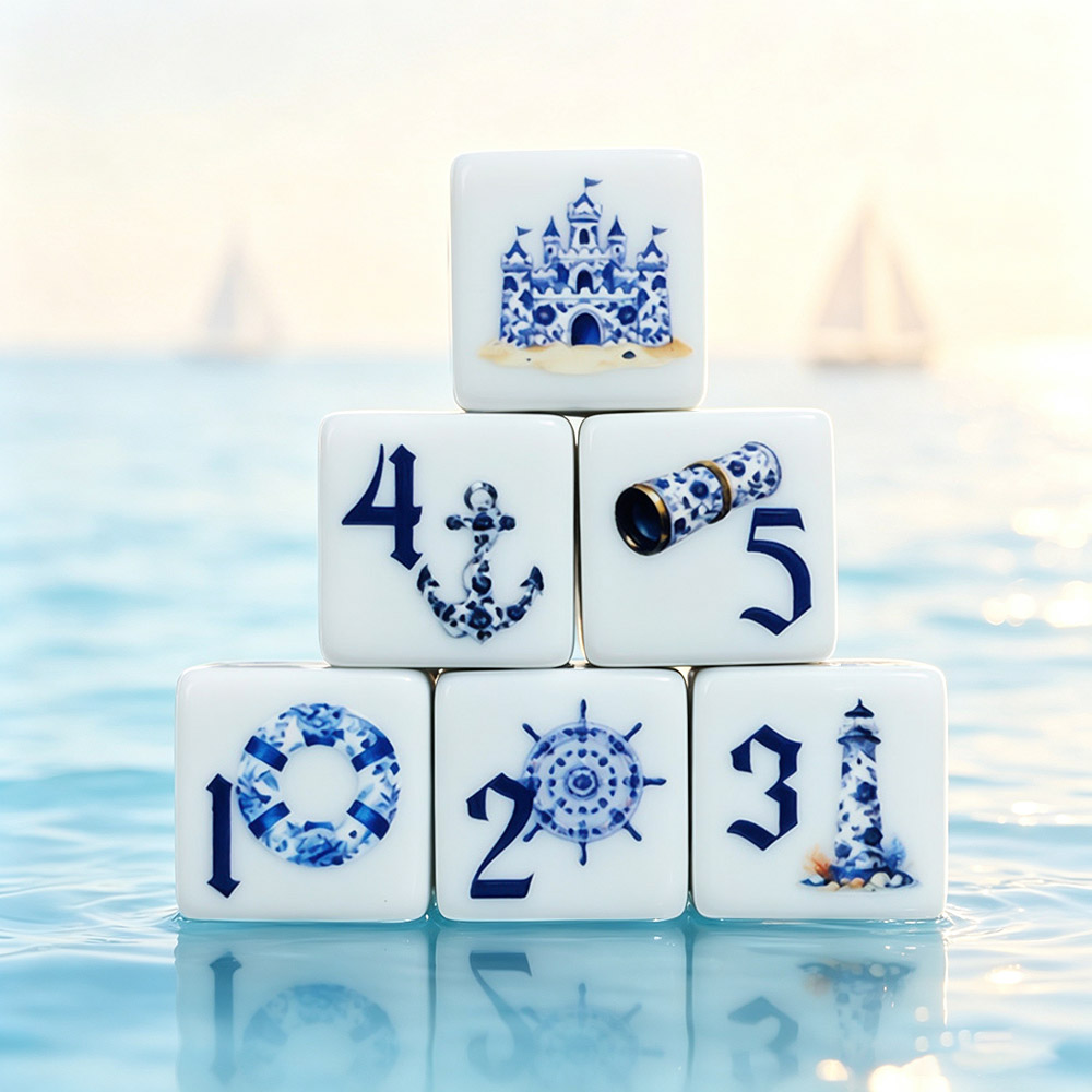 12Pcs Blue Nautical 16MM Print - Board Game Dnd ulasan dan harga